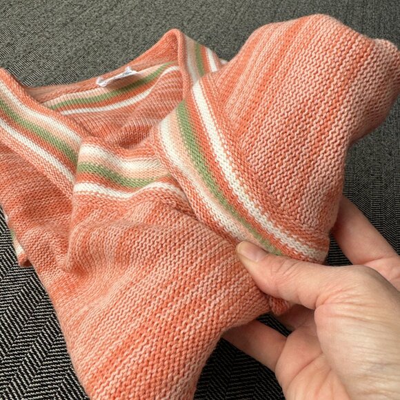 Space Dye Cardigan Peachy Orange Vintage Knit Sweater - Picture 14 of 15